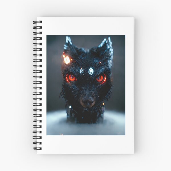 Item preview, Black wolf with glowing red crystal eyes ready to attack designed and sold by pnywest.