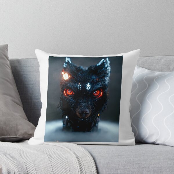 Item preview, Black wolf with glowing red crystal eyes ready to attack designed and sold by pnywest.