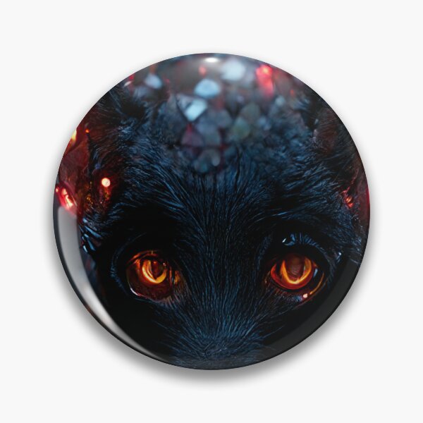 Item preview, Black wolf with glowing reddish orange crystal eyes ready to attack designed and sold by pnywest.