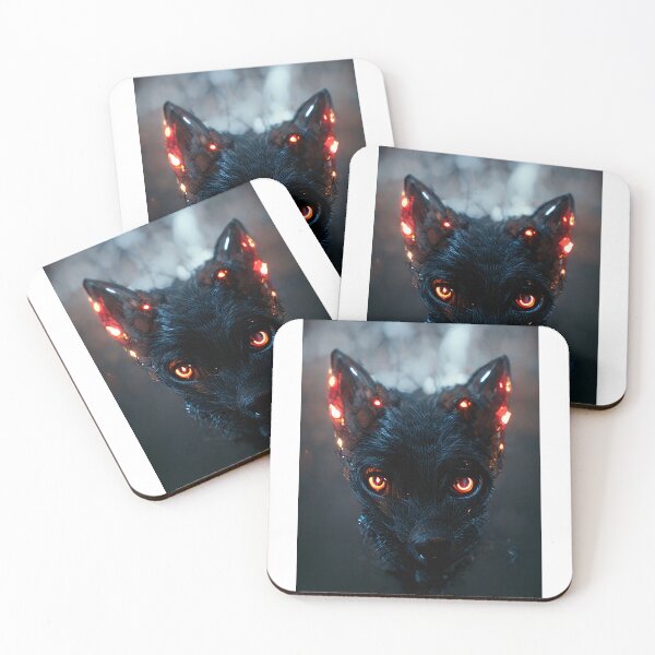 Item preview, black wolf with glowing red crystal eyes ready to attack designed and sold by pnywest.