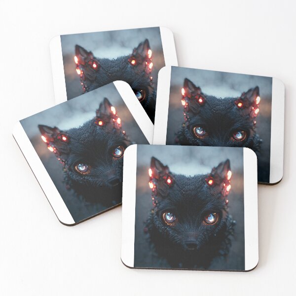 Item preview, Black wolf with glowing red crystal eyes ready to attack designed and sold by pnywest.