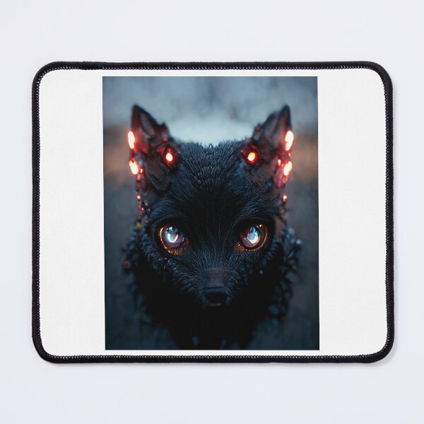Item preview, Black wolf with glowing red crystal eyes ready to attack designed and sold by pnywest.