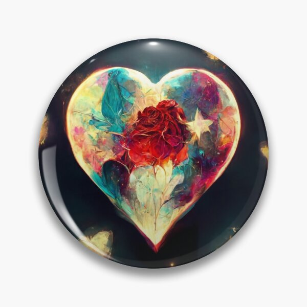 Item preview, Galaxy Heart With Butterflies & Roses designed and sold by AnEyeForAi.