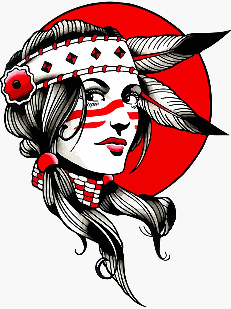 Pretty Native American Girl PNG Tribal Girl Tshirt Sticker -  Israel