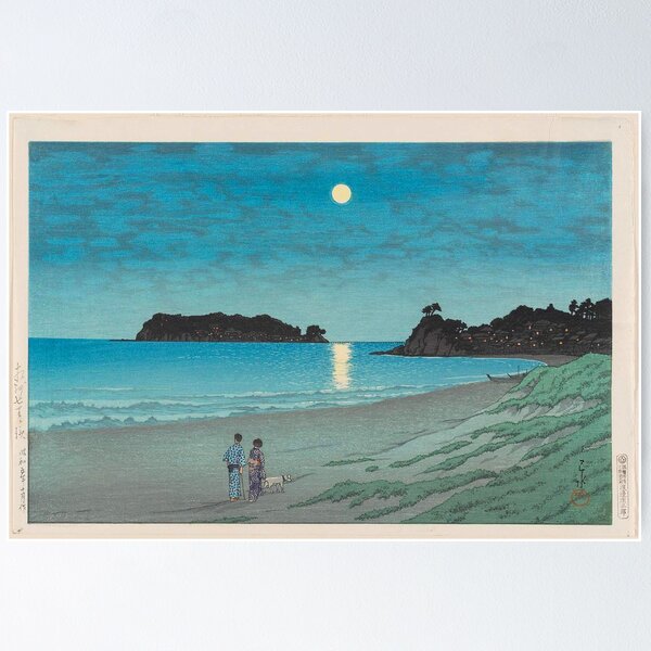 Item preview,  Kawase Hasui  Moonlight at Shichiri-ga-hama, Sagami Province (Sôshû Shichiri-ga-hama) designed and sold by TeeARTHY.