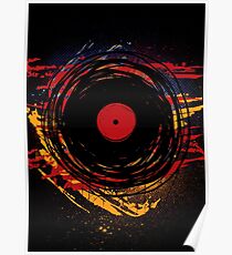 Vinyl Record Retro Grunge with Paint and Scratches - Music DJ! Poster