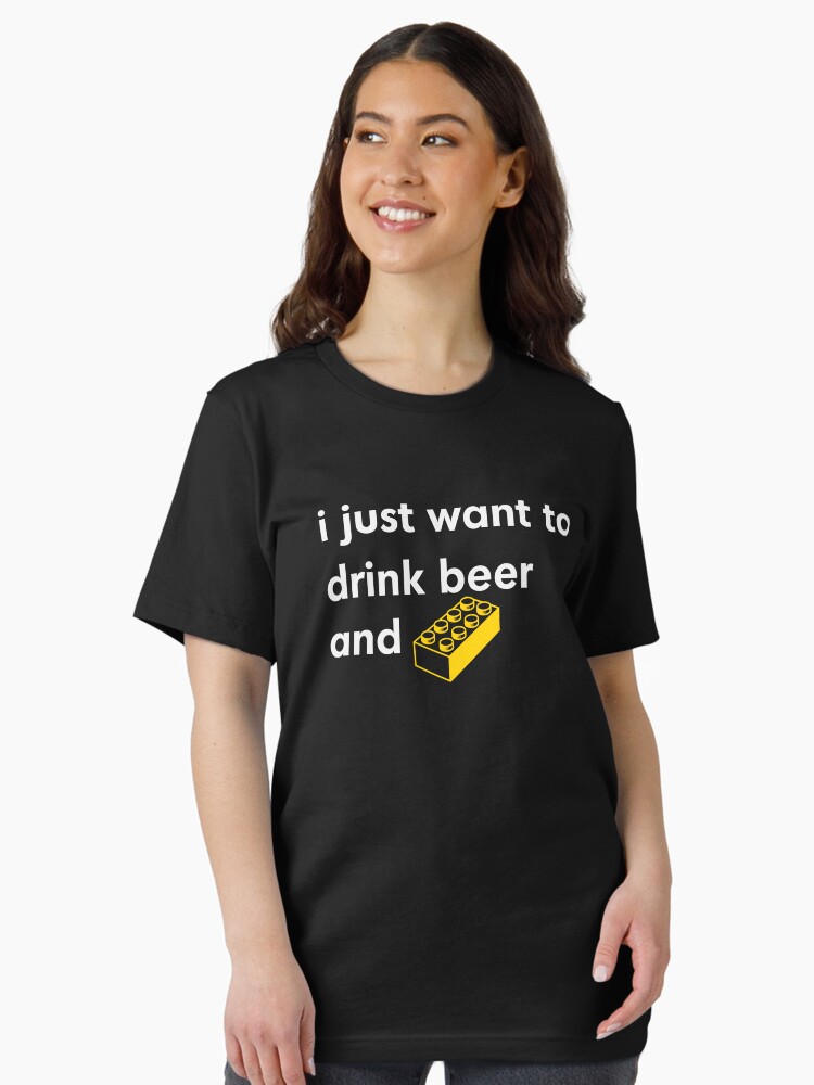 Thumbnail 2 of 7, Essential T-Shirt, I Just Want to Drink Beer and [BRICK]! designed and sold by futuristicvlad.