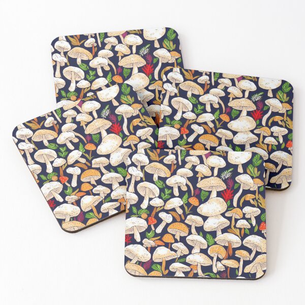 Item preview, Vintage Mushroom Pattern - White Toadstool, Brown Mushroom, leaves designed and sold by PVTreasures.