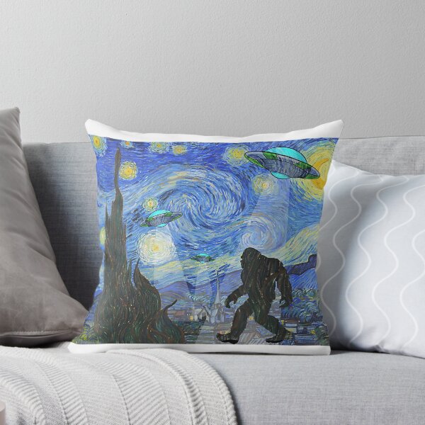 Aperçu de l'œuvre Starry Night Sasquatch et UFO Aliens Bigfoot Graphic créée et vendue par Ella38.
