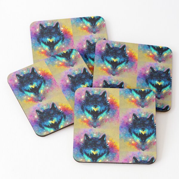 Item preview, Black Blue Wolf with Colorful Background designed and sold by AnEyeForAi.