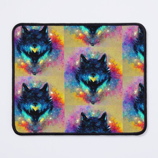 Item preview, Black Blue Wolf with Colorful Background designed and sold by AnEyeForAi.
