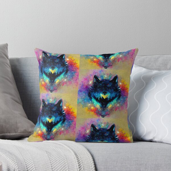Item preview, Black Blue Wolf with Colorful Background designed and sold by AnEyeForAi.