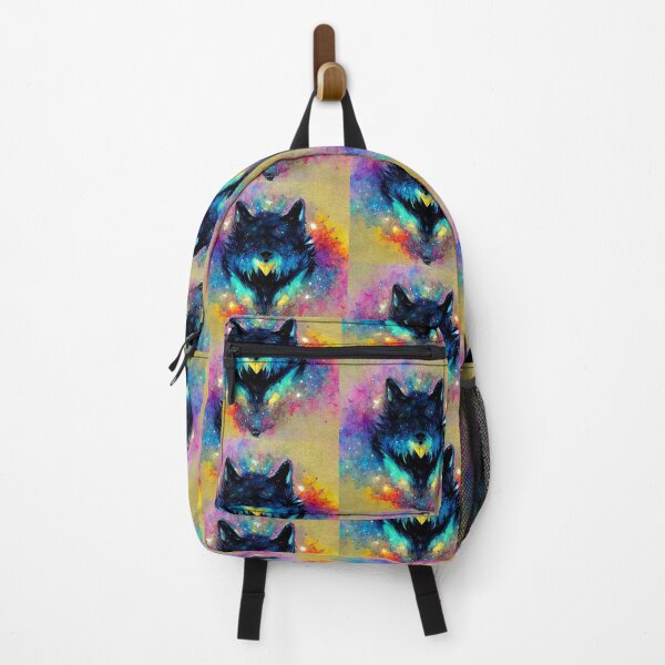 Item preview, Black Blue Wolf with Colorful Background designed and sold by AnEyeForAi.