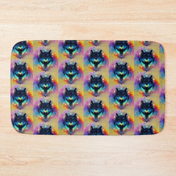 Item preview, Black Blue Wolf with Colorful Background designed and sold by AnEyeForAi.