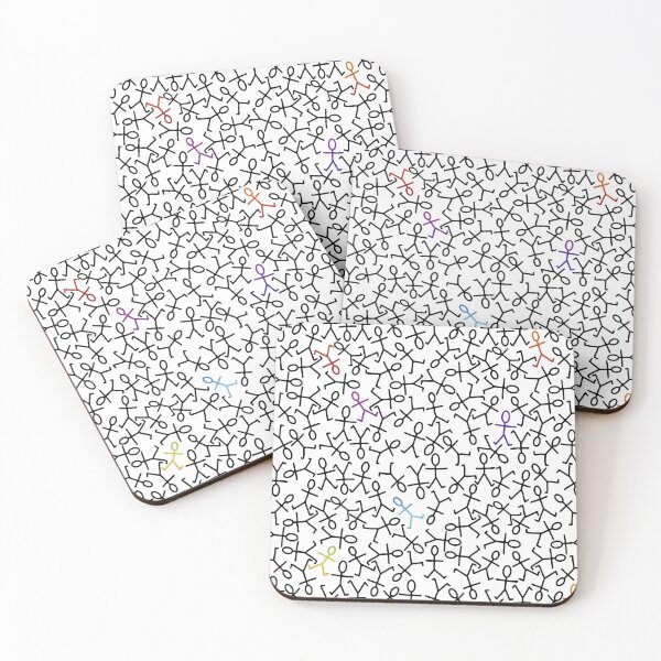 Item preview, stick figures in black and white with color pop designed and sold by dkaranouh.
