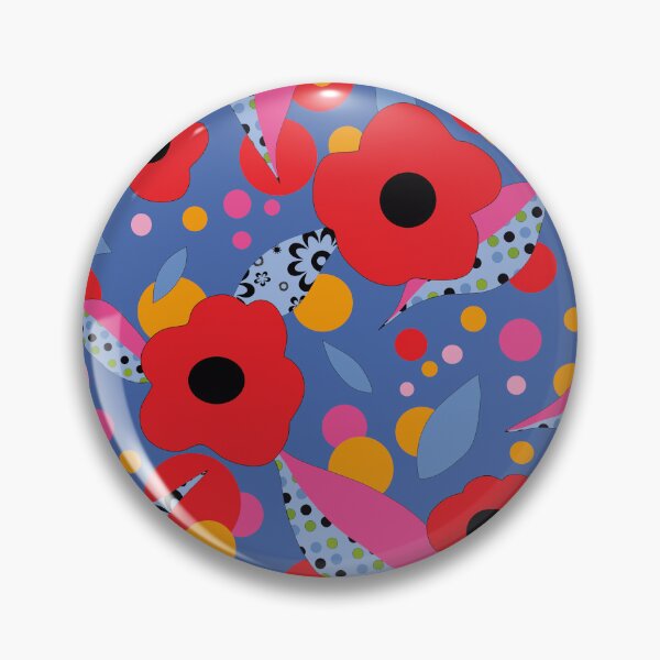 Item preview, Mod Red Flowers with Patterned Leaves designed and sold by MausieDesigns.