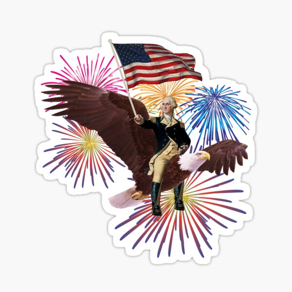 Item preview, George Washington Riding an Eagle with a Flag 4th of July designed and sold by Cat Lady Designs.