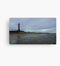 Blackpool tower and beach Canvas Print