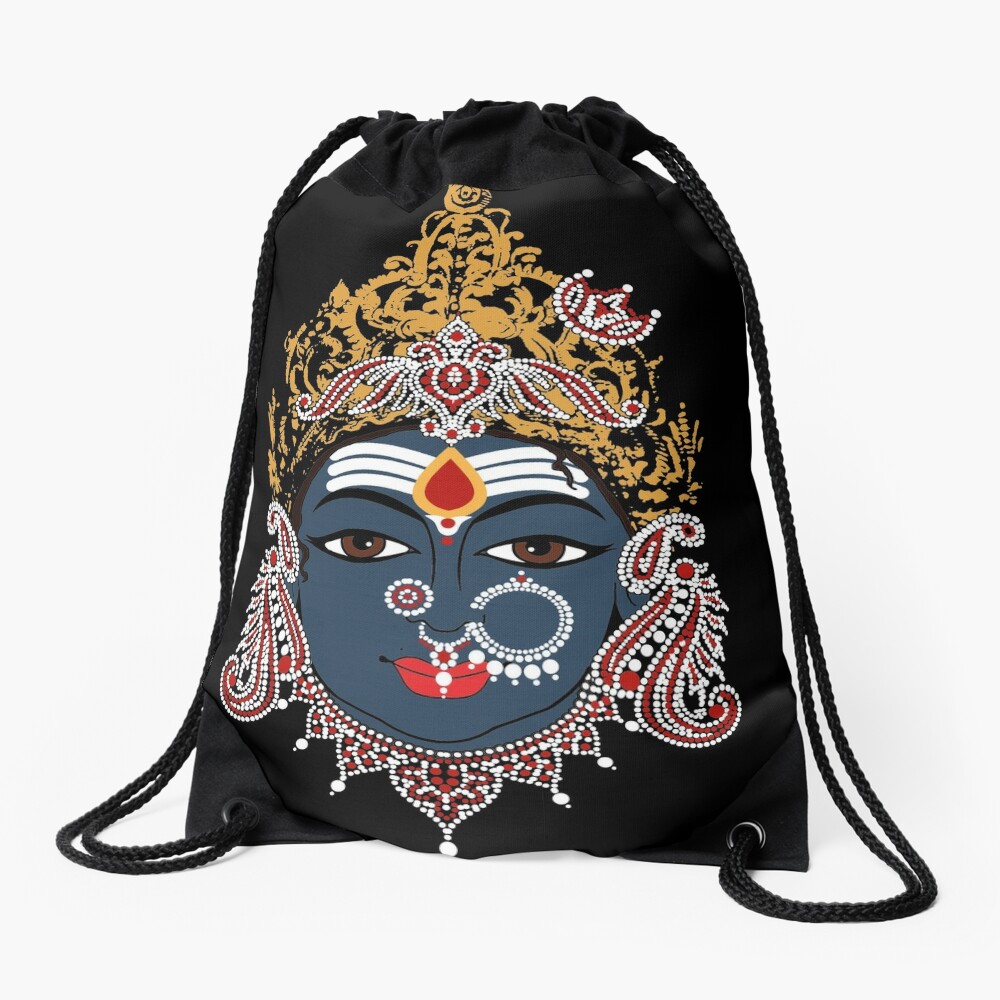 Vintage Designer Bucket Bag with Hand Painted Goddess Kali