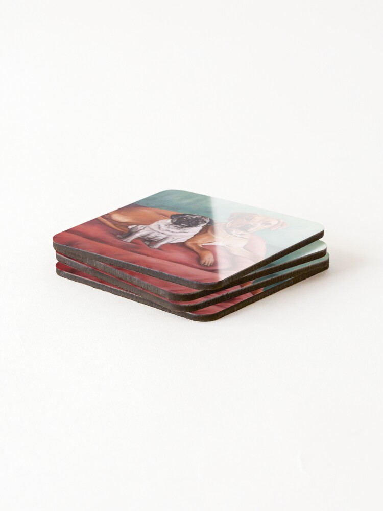 Thumbnail 4 of 5, Coasters (Set of 4), Pug and Rhodesian Ridgeback designed and sold by ArtsandDogs.
