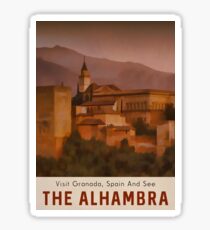 Alhambra Travel Poster Granada Spain Sticker