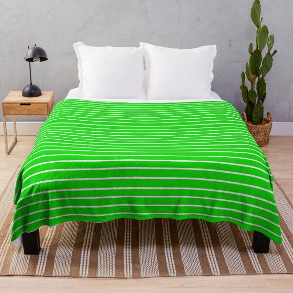 Hand-drawn White Green Stripes Throw Blanket