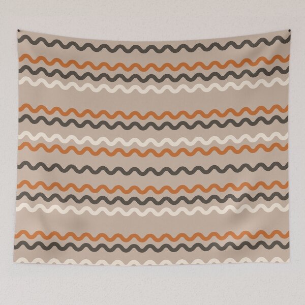 Item preview, Waves by the beach - pasifika vibes retro cool oranges and browns - check out coordinating designs  designed and sold by FrancesPoff.
