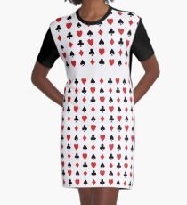 Spielkarten-Symbol-Muster T-Shirt Kleid