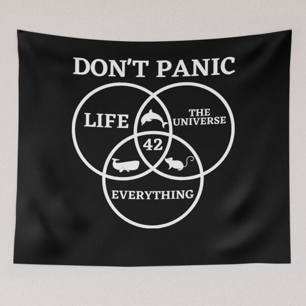 Item preview, 42 Answer to Life Universe and Everything Don't Panic designed and sold by pamelabowman4.