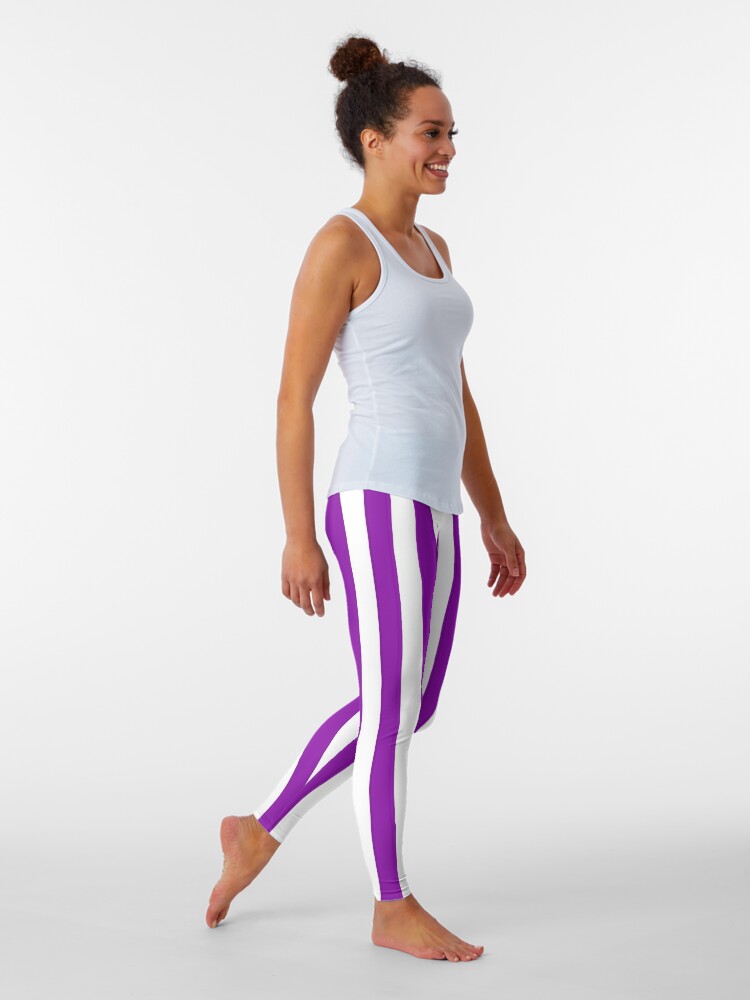 purple and white striped leggings