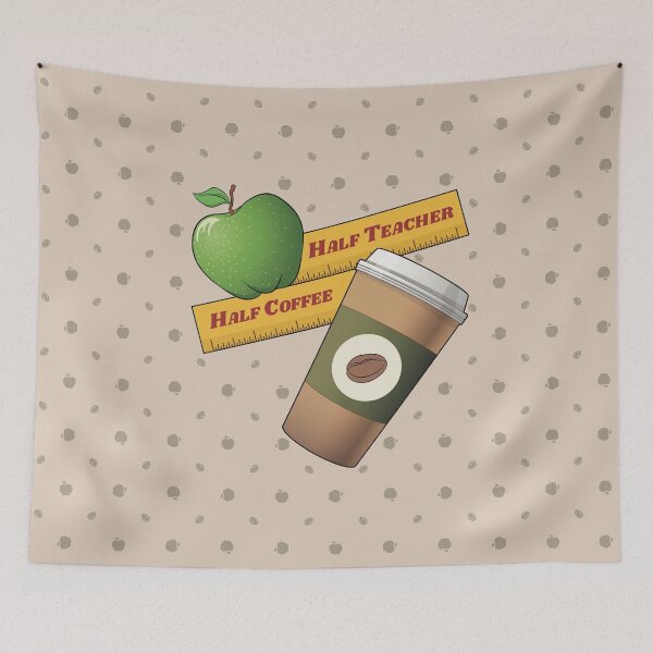 Artikelvorschau, Halb Lehrer, halb Kaffee – Green Apple Edition entworfen und verkauft von ArtFocusShop.