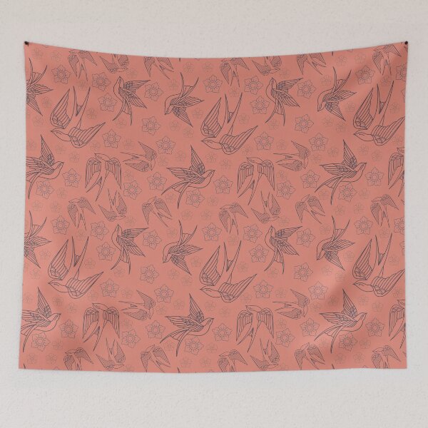 Item preview, Traditional tattoo swallow pattern - peach designed and sold by Jesanns.