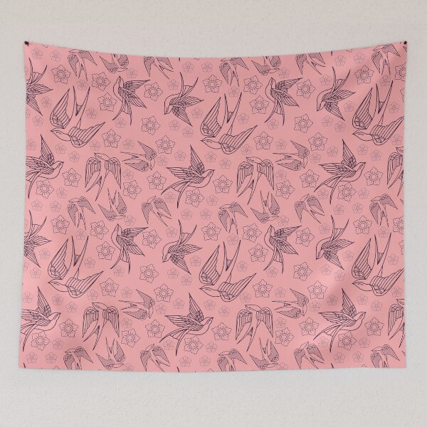 Item preview, Traditional tattoo swallow pattern - pink designed and sold by Jesanns.
