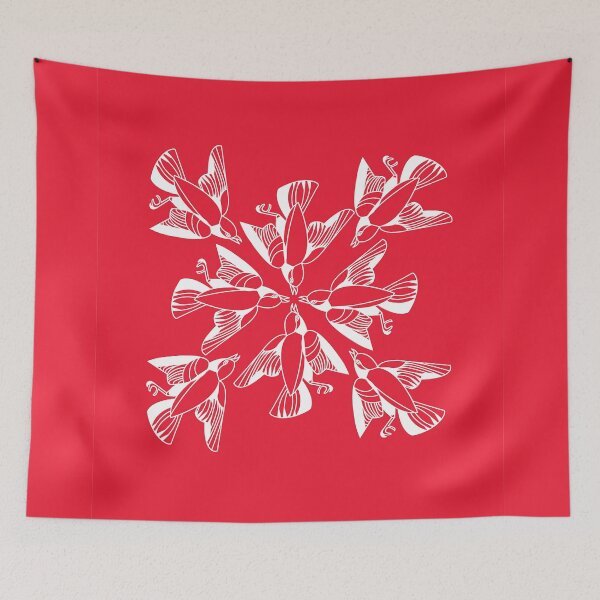 Item preview, Supermaya Red and White Sparrow Kaleidoscope Brand Pattern designed and sold by Supermaya Design.