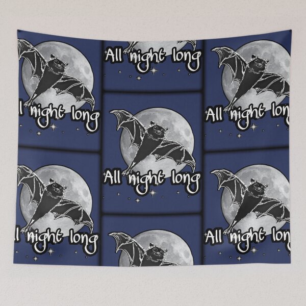 Item preview, midnight blue version | adorable flying bat in night sky with full moon | ink drawing with digital art | nightshift | Halloween cuteness designed and sold by DigitalEurydice.