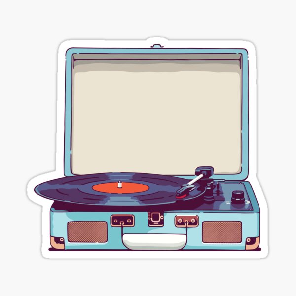 Blue Vinyl Record Player Sticker