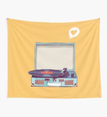 Blue Vinyl Record Player Wall Tapestry