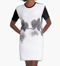 Curious orchid sumi-e painting Graphic T-Shirt Dress