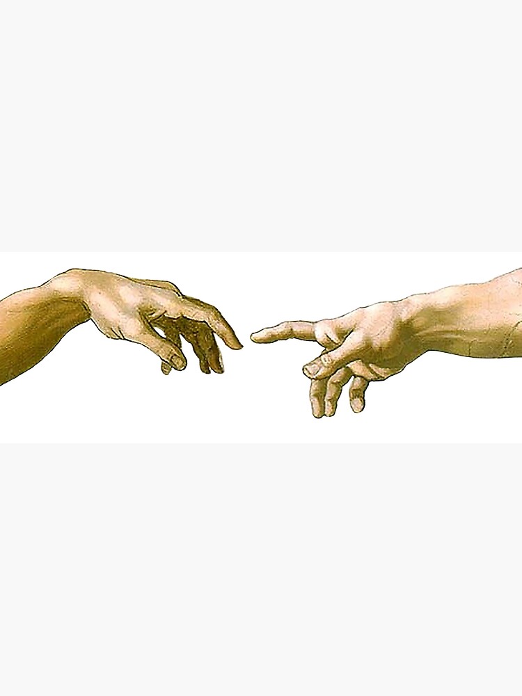 Touch of God, The Creation of Adam, (close up), Michelangelo, 1510, Genesis, Ceiling, Sistine Chapel, Rome, on White. by TOMSREDBUBBLE