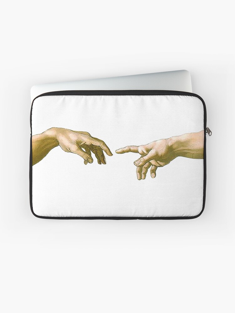 Touch Of God The Creation Of Adam Close Up Michelangelo 1510 Genesis Ceiling Sistine Chapel Rome On White Laptop Sleeve