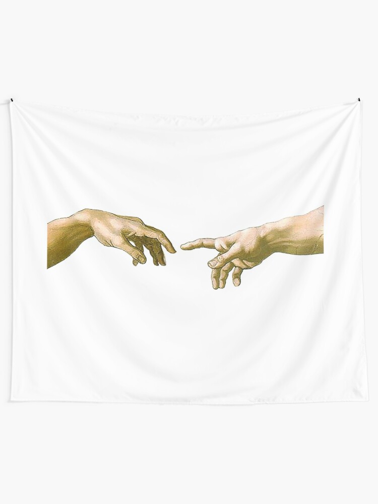 Touch Of God The Creation Of Adam Close Up Michelangelo 1510 Genesis Ceiling Sistine Chapel Rome On White Wall Tapestry