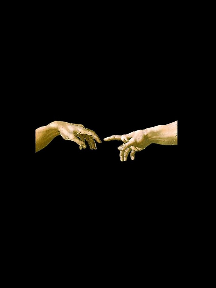 Touch of God, The Creation of Adam, (close up), Michelangelo, 1510, Genesis, Ceiling, Sistine Chapel, Rome, on BLACK. by TOMSREDBUBBLE