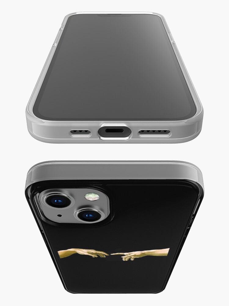 Alternate view of Touch of God, The Creation of Adam, (close up), Michelangelo, 1510, Genesis, Ceiling, Sistine Chapel, Rome, on BLACK. iPhone Case