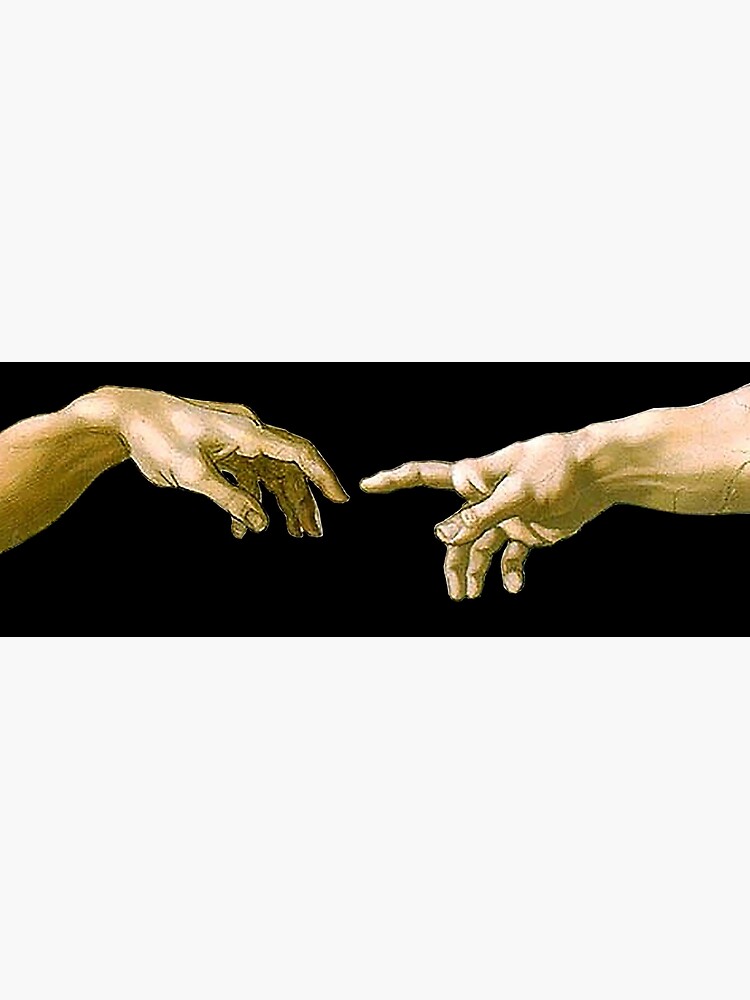 Touch of God, The Creation of Adam, (close up), Michelangelo, 1510, Genesis, Ceiling, Sistine Chapel, Rome, on BLACK. by TOMSREDBUBBLE