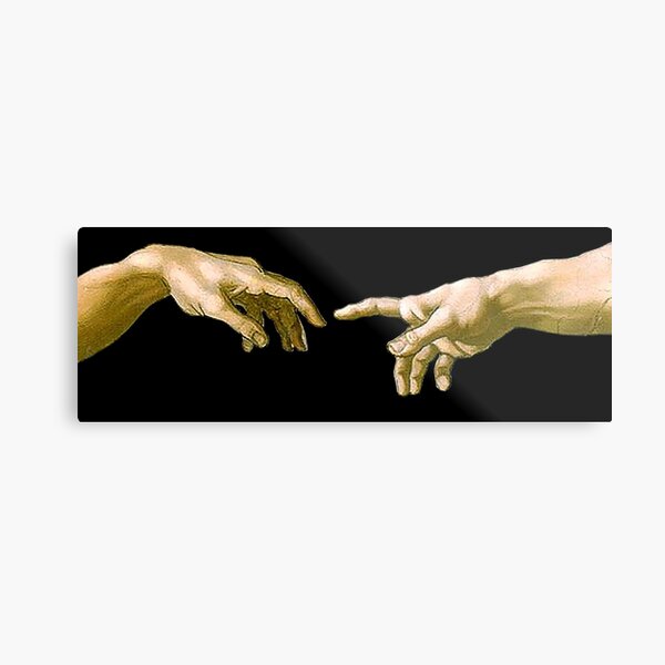 Touch of God, The Creation of Adam, (close up), Michelangelo, 1510, Genesis, Ceiling, Sistine Chapel, Rome, on BLACK. Metal Print