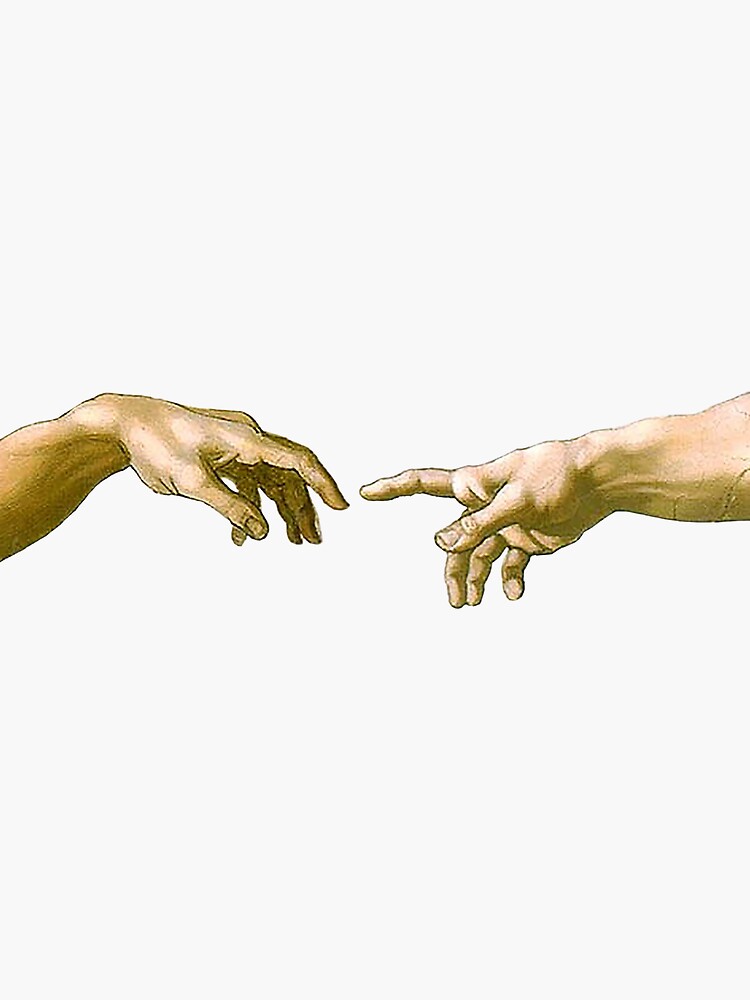 Touch of God, The Creation of Adam, (close up), Michelangelo, 1510, Genesis, Ceiling, Sistine Chapel, Rome, on BLACK. by TOMSREDBUBBLE