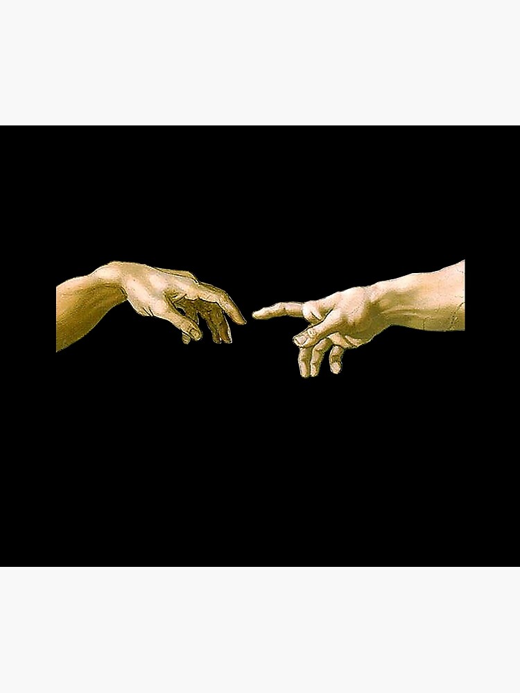 Touch of God, The Creation of Adam, (close up), Michelangelo, 1510, Genesis, Ceiling, Sistine Chapel, Rome, on BLACK. by TOMSREDBUBBLE