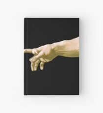 Touch of God, The Creation of Adam, (close up), Michelangelo, 1510, Genesis, Ceiling, Sistine Chapel, Rome, on BLACK Hardcover Journal
