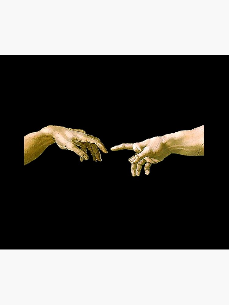 Touch of God, The Creation of Adam, (close up), Michelangelo, 1510, Genesis, Ceiling, Sistine Chapel, Rome, on BLACK. by TOMSREDBUBBLE