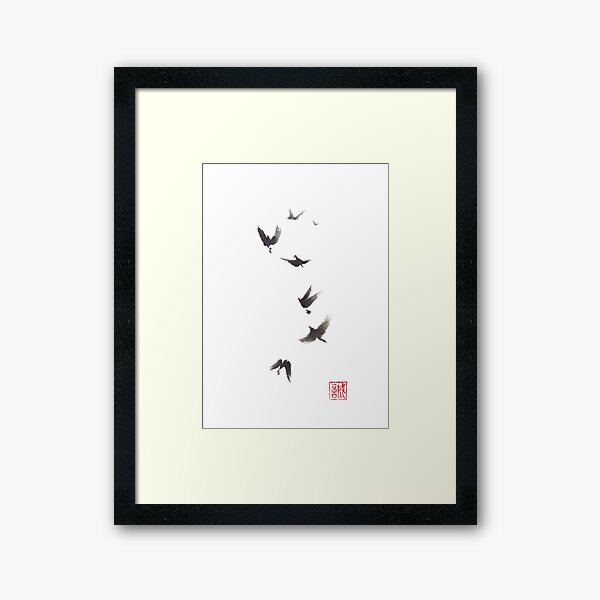 Aperçu de l'œuvre Fanion noir sumi-e peinture créée et vendue par Maryna Sokolyan.